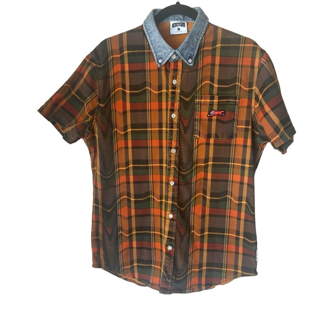 Billionaire Boys Club Ice Cream Warped plaid Button up Size Small